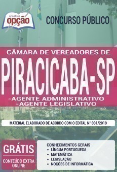 Apostila Câmara de Piracicaba 2019 PDF e Impressa Agente Administrativo e Agente Legislativo