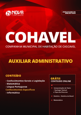 Apostila COHAVEL 2019 Grátis Cursos Online Auxiliar Administrativo