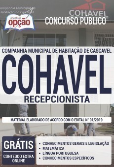 Apostila COHAVEL 2019 PDF e Impressa Recepcionista