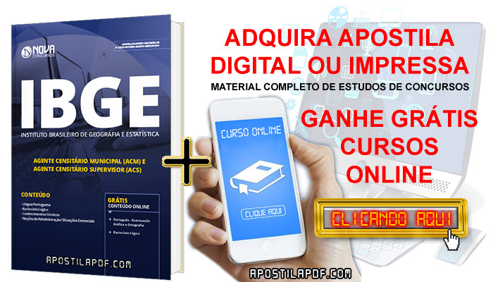 Apostila IBGE 2019 Agente Censitário PDF e Impressa Cursos Online Grátis