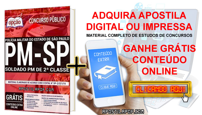 Apostila Concurso PM SP 2019 PDF e Impressa Soldado PM de 2ª Classe