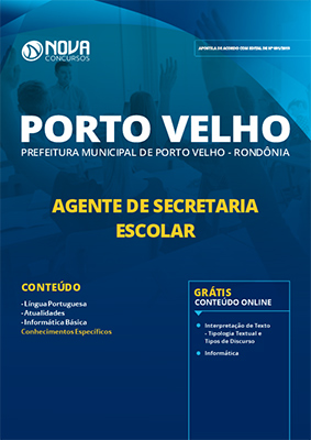 Apostila Prefeitura de Porto Velho 2019 Grátis Cursos Online Agente de Secretaria Escolar