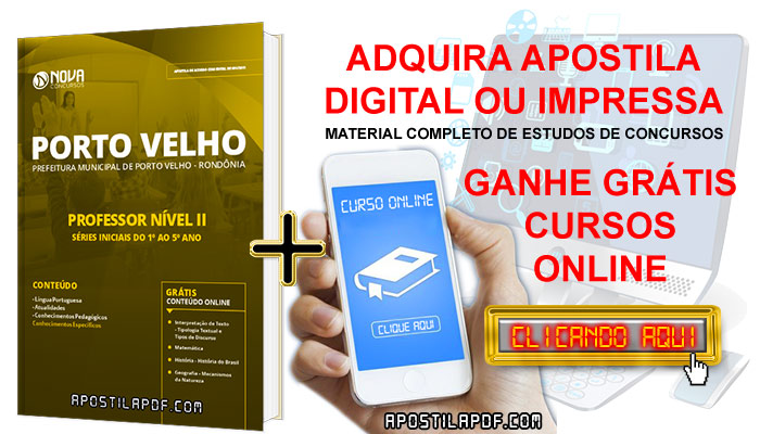 Apostila Prefeitura de Porto Velho 2019 Professor Nível II PDF Impressa Cursos Online Grátis