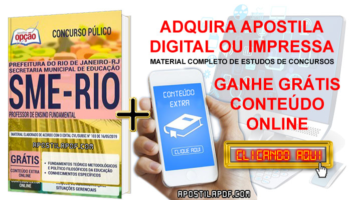 Apostila SME RJ 2019 PDF e Impressa Professor de Ensino Fundamental Conteúdo Online Gratis