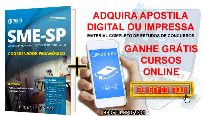 Apostila SME SP 2019 Coordenador Pedagógico PDF e Impressa Cursos Online Grátis