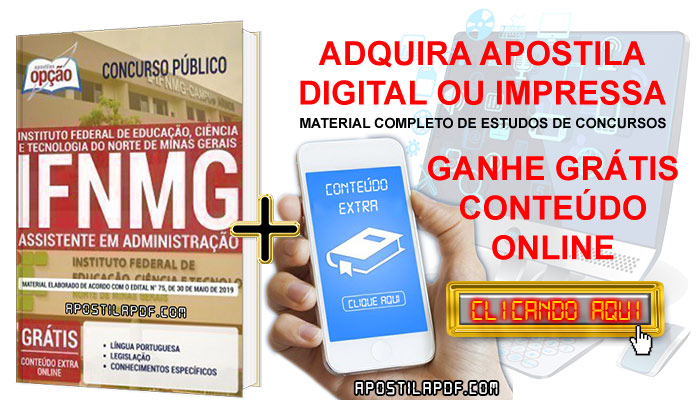 Apostila Concurso IFNMG 2019 PDF e Impressa Assistente em Administração Conteúdo Online Grátis