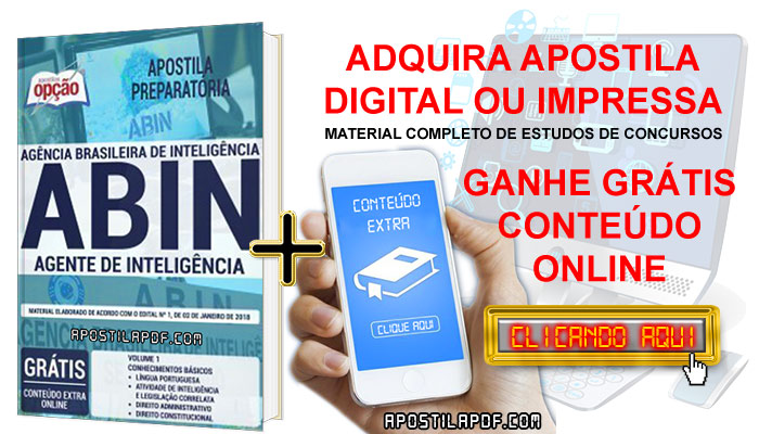Apostila Concurso ABIN 2019 PDF e Impressa Agente de Inteligência Cursos Online Completos