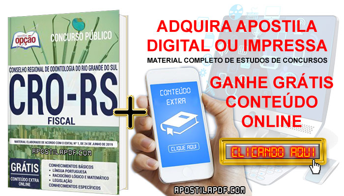 Apostila CRO RS 2019 PDF e Impressa Fiscal Cursos Online Completos