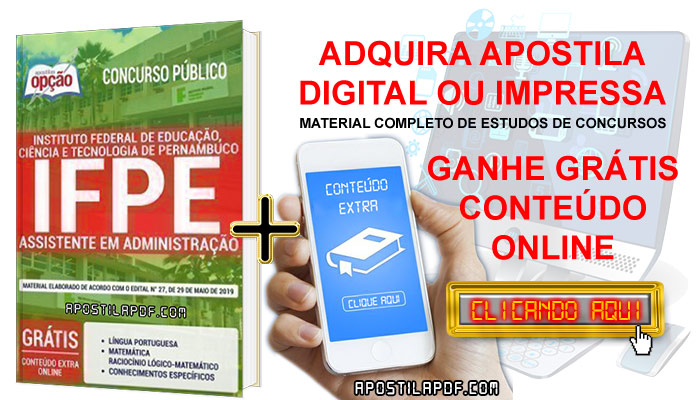 Apostila Concurso IFPE 2019 PDF e Impressa Assistente em Administração Cursos Online Completos