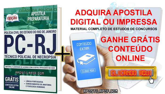 Apostila Concurso PC RJ 2019 PDF e Impressa Técnico Policial de Necropsia Cursos Online Completos