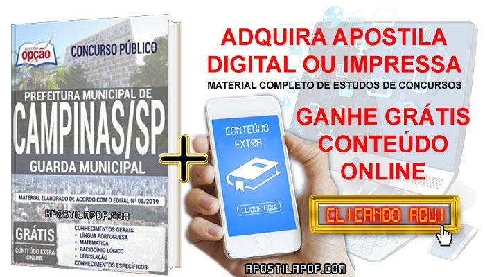 Apostila Concurso Prefeitura de Campinas 2019 PDF e Impressa Guarda Municipal Cursos Online Completos