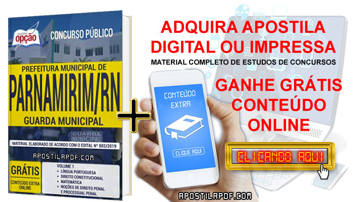 Apostila Concurso Prefeitura de Parnamirim 2019 PDF e Impressa Guarda Municipal Conteúdo Online Grátis
