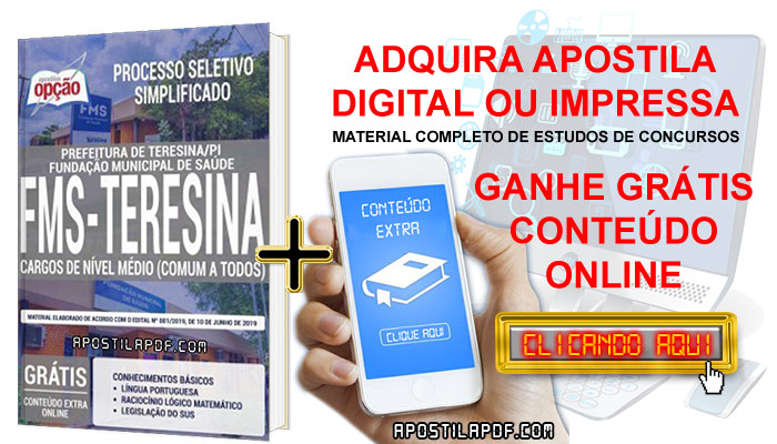 Apostila Concurso Prefeitura de Teresina 2019 PDF e Impressa Cargos de Nível Médio Conteúdo Online Grátis