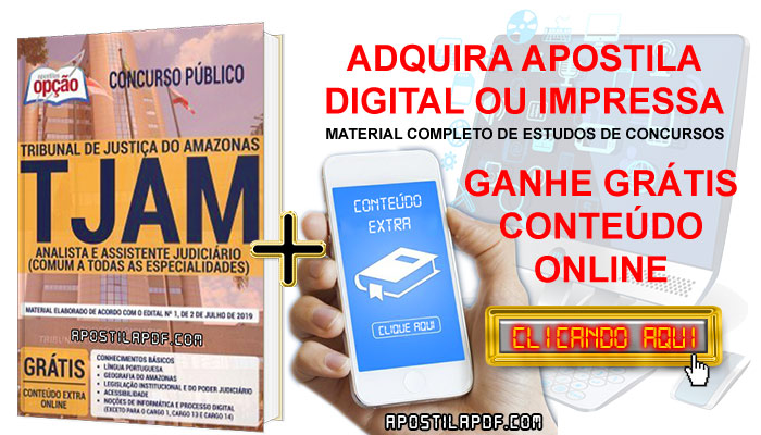 Apostila Concurso TJ AM 2019 PDF e Impressa Analista e Assistente Judiciário Conteúdo Online Grátis