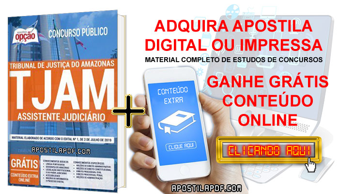 Apostila Concurso TJ AM 2019 PDF e Impressa Assistente Judiciário Conteúdo Online Grátis