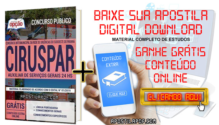 Baixar Apostila Concurso CIRUSPAR 2019 PDF Auxiliar de Serviços Gerais