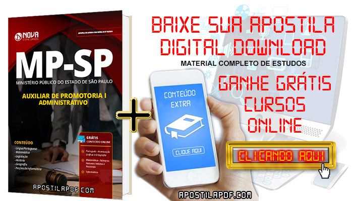 Apostila Concurso MP SP 2019 Auxiliar de Promotoria I Administrativo PDF e Impressa Grátis Cursos Online