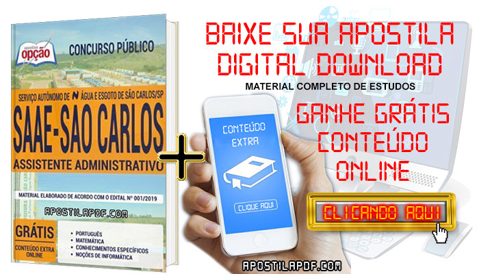 Baixar Apostila Concurso SAAE São Carlos 2019 PDF Assistente Administrativo