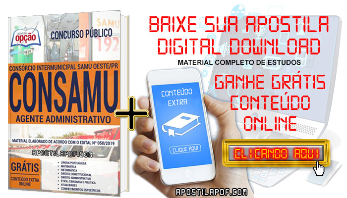 Baixe Apostila Concurso CONSAMU PR 2019 PDF Agente Administrativo