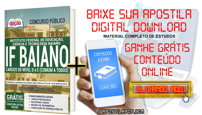 Baixe Apostila Concurso IF Baiano 2019 PDF Cargos de Nível D e E