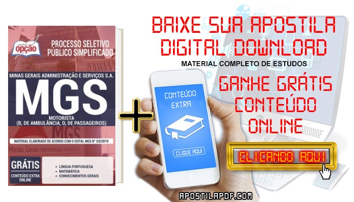 Baixar Apostila Concurso MGS 2019 PDF Cargos de Nível Médio