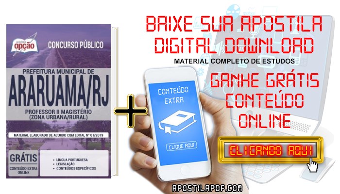 Baixar Apostila Concurso Prefeitura de Araruama 2019 PDF Professor II Magistério