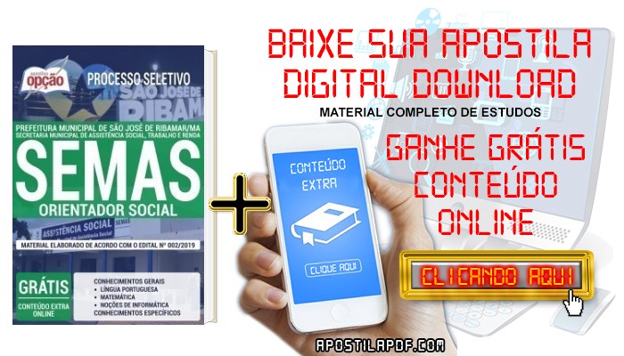 Baixar Apostila Concurso SEMAS 2019 PDF Orientador Social
