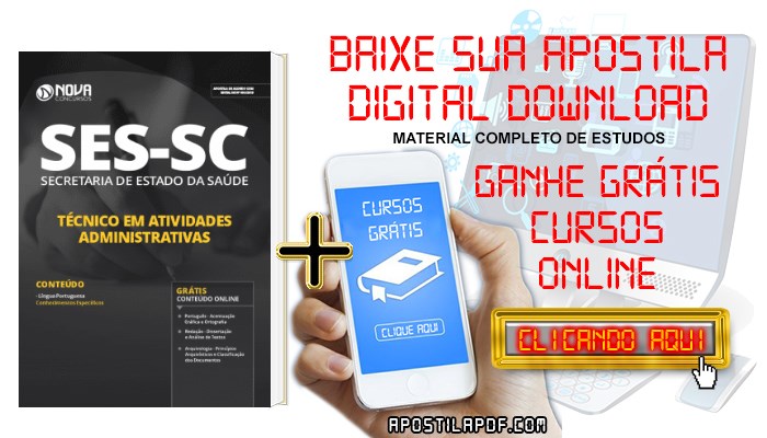 Baixar Apostila Concurso SES SC 2019 Técnico em Atividades Administrativas PDF Grátis Cursos Online