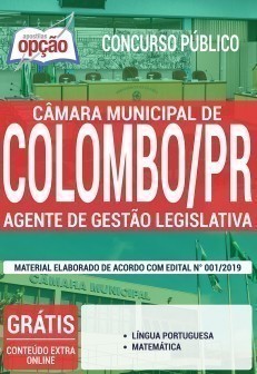 Apostila Câmara de Colombo 2019 Agente de Gestão Legislativa PDF Download Digital e Impressa