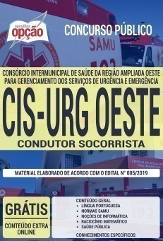 Apostila Concurso CIS URG OESTE 2019 Condutor Socorrista PDF Download Digital e Impressa