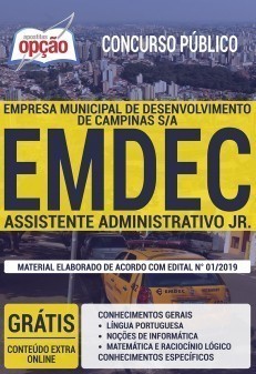 Apostila Concurso EMDEC 2019 Assistente Administrativo Jr. PDF Download Digital e Impressa