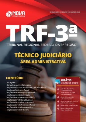 Apostila Concurso TRF 3ª Região 2019 Técnico Judiciário Área Administrativa Grátis Cursos Online