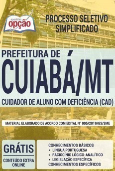 Apostila Concurso Prefeitura de Cuiabá 2019 Cuidador de Aluno com Deficiência PDF e Impressa