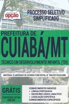 Apostila Prefeitura de Cuiabá 2019 Técnico em Desenvolvimento Infantil PDF e Impressa
