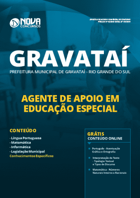 Apostila Concurso Prefeitura de Gravataí 2019 Agente de Apoio em Educação Especial Grátis Cursos Online