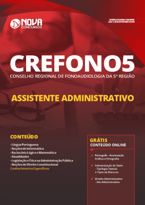 Apostila Concurso CREFONO 5ª Região 2019 Assistente Administrativo Grátis Cursos Online