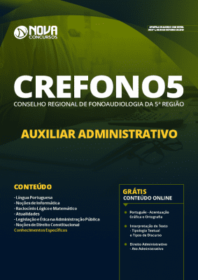 Apostila Concurso CREFONO 5ª Região 2019 Auxiliar Administrativo Grátis Cursos Online
