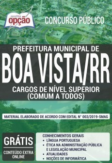 Apostila Concurso Prefeitura de Boa Vista 2019 Cargos de Nível Superior PDF e Impressa