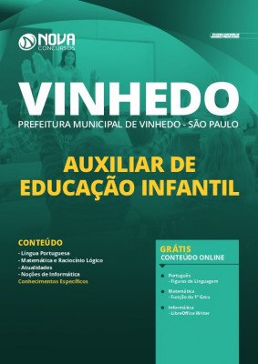 Apostila Concurso Prefeitura de Vinhedo 2020 PDF Auxiliar de Educação Infantil PDF Download Digital