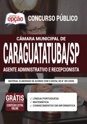 Apostila Câmara de Caraguatatuba SP 2020 PDF Download Digital Cargos Agente Administrativo e Recepcionista