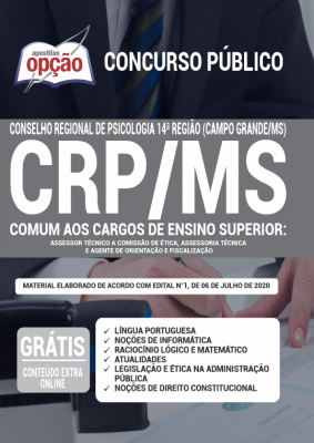 Apostila CRP MS 2020 PDF Download Digital Cargos de Nível Superior