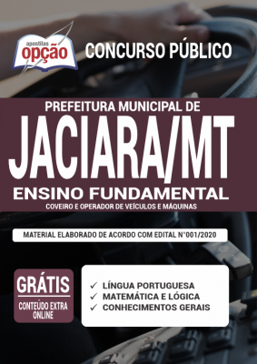 Apostila Prefeitura de Jaciara 2020 PDF Download Cargos de Coveiro e Operador de Veículos e Máquinas