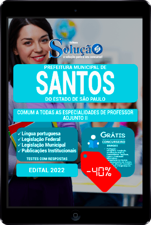 Apostila Prefeitura de Santos SP 2022 PDF Download Grátis Professor Adjunto