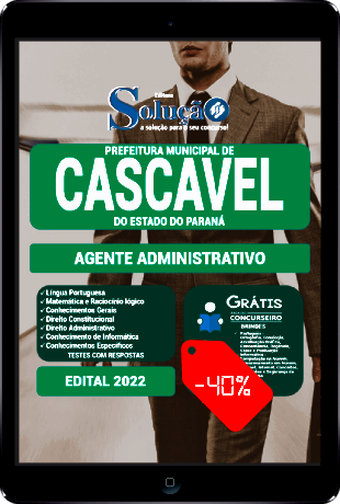 Apostila Prefeitura de Cascavel 2022 PDF Download Grátis Agente Administrativo
