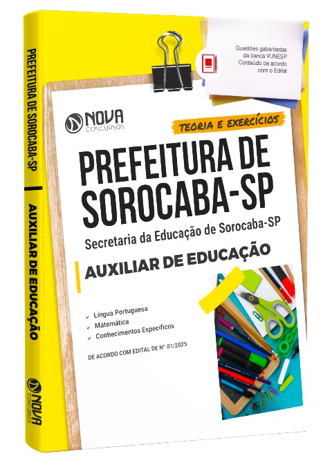 Apostila Prefeitura de Sorocaba SP 2025 PDF Download e Impressa Auxiliar de Educação
